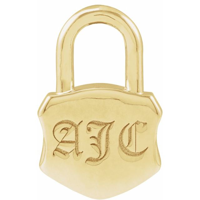 Engravable Lock Pendant Necklace or Charm with 3 Initials - 14k Gold (Y, W, R), Platinum, Sterling Silver