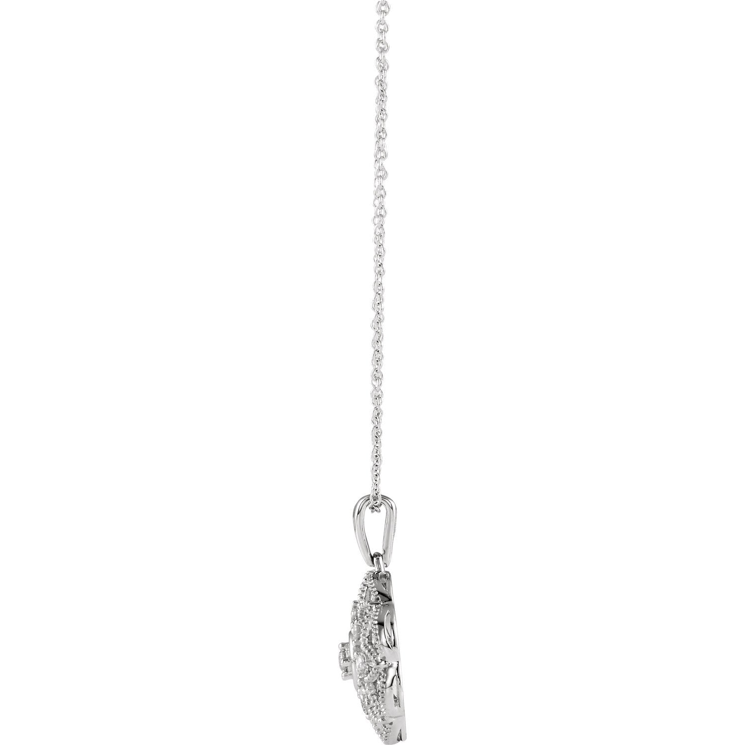 Sterling Silver 1/5 CTW Diamond Granulated Filigree Necklace