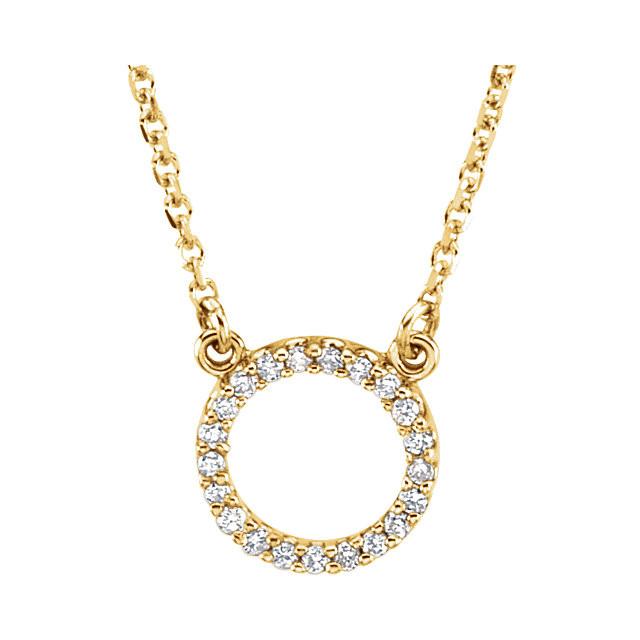1/10 CTW Diamond Small Circle Necklace 16" - 14k Gold (Y, W or R)