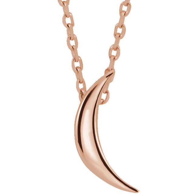 Crescent Moon 16-18" Necklace - 14k Gold (Y, W or R), or Platinum, Sterling Silver