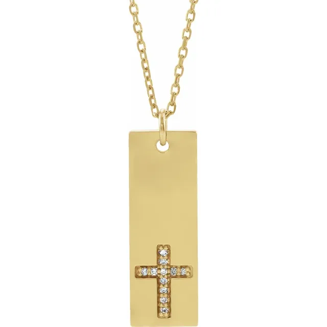 0.03 CTW Diamond Bar Cross 18" Necklace
- 14k Gold (Y, W or R), Sterling Silver