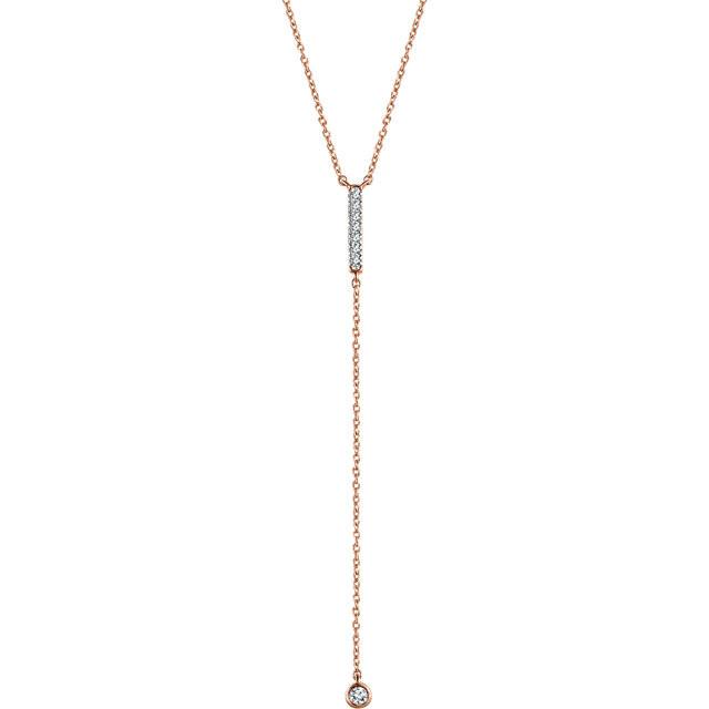 1/8 CTW Diamond Bar Y Necklace 16-18" - 14k Gold (Y, W or R)