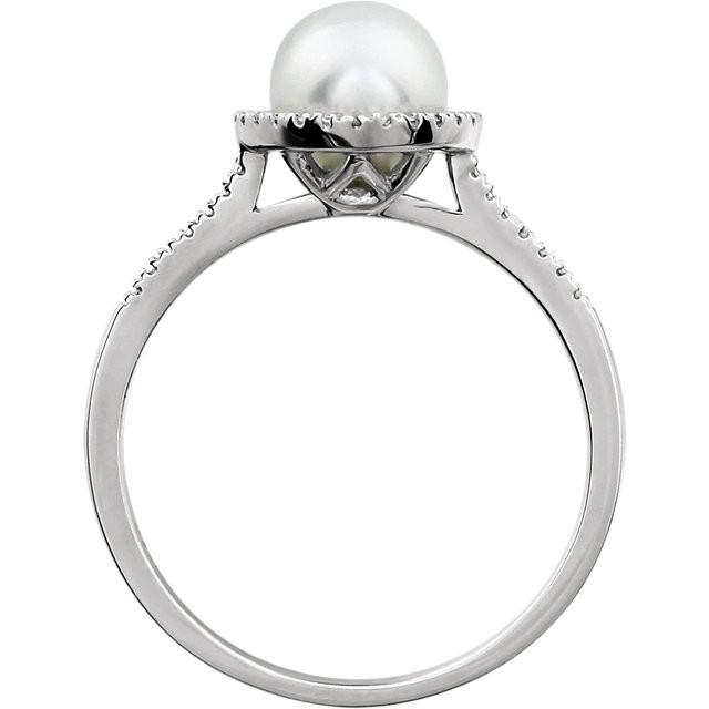 Freshwater Cultured Pearl & 0.01 CTW Diamond Ring - Sterling Silver