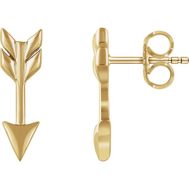 Arrow Earrings - 14K Gold (Y, W or R), or Sterling Silver