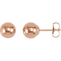 6mm ball earrings 14k gold yellow, rose or white