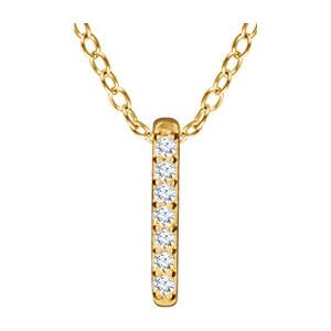0.05 CTW Diamond Bar Necklace 16-18" - 14k Gold (Y, W or R)