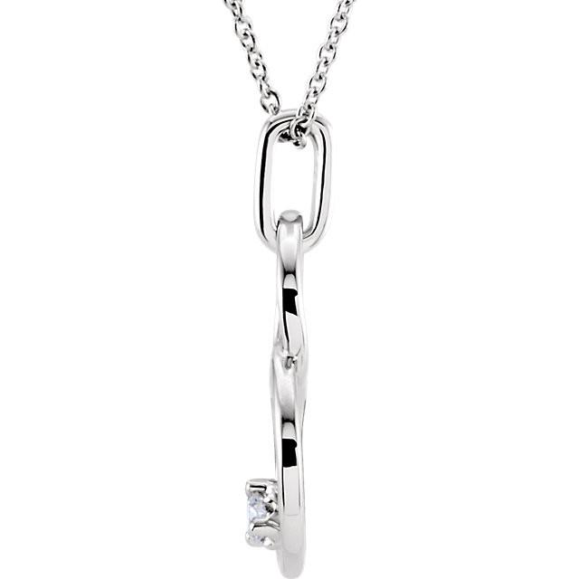 0.04 CTW Diamond Double Interlocking Circle Necklace 18" - 14k White Gold