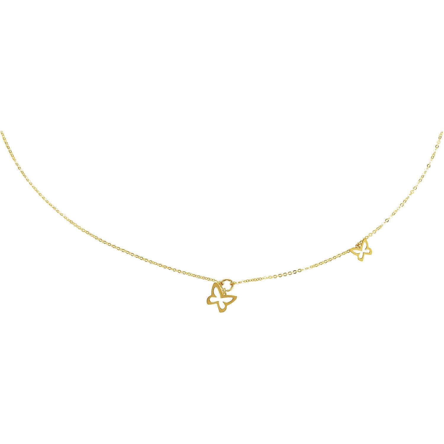 Butterfly Charm Chain Necklace - 14k Yellow Gold
