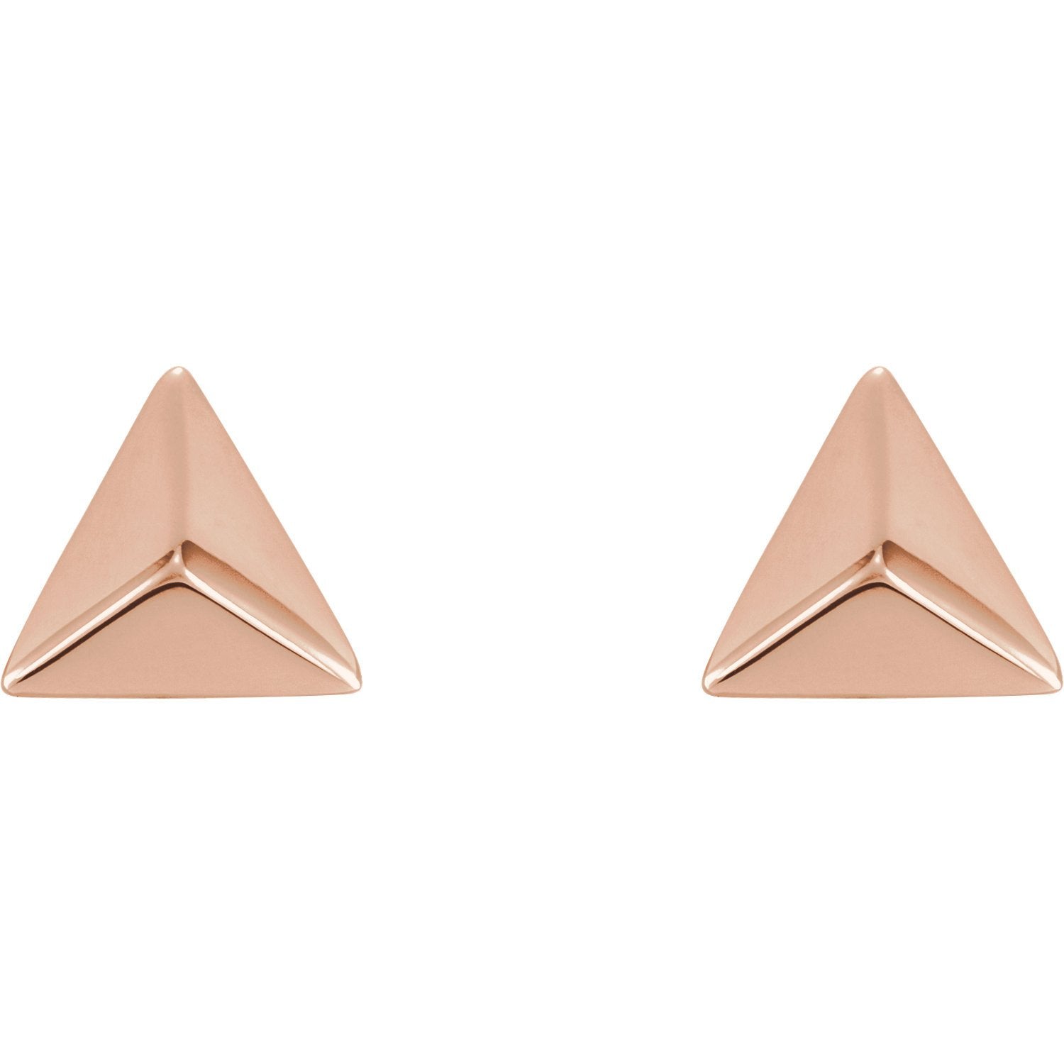 Pyramid Geometric Earrings with Backs - 14K Gold (Y, W or R), Platinum, or Sterling Silver