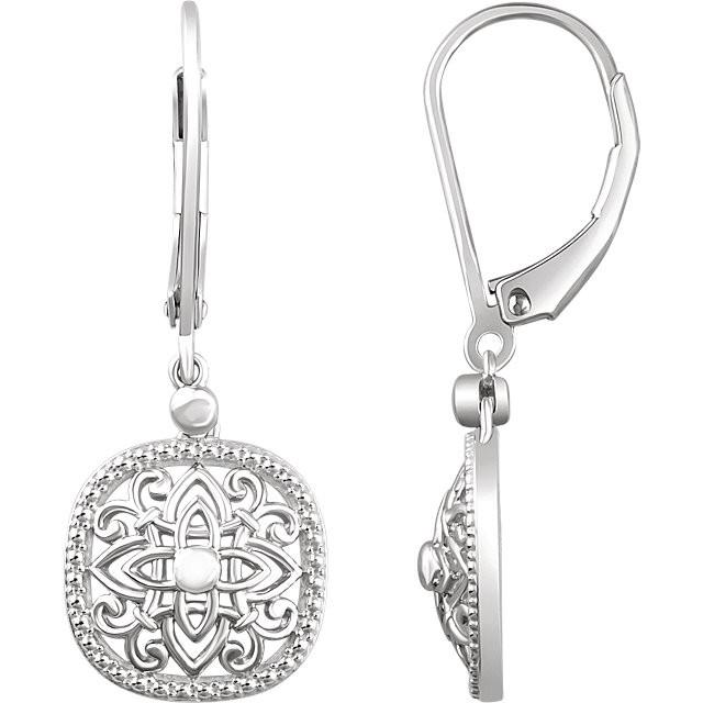 Sterling Silver Vintage-Inspired Scroll Lever Back Earrings
