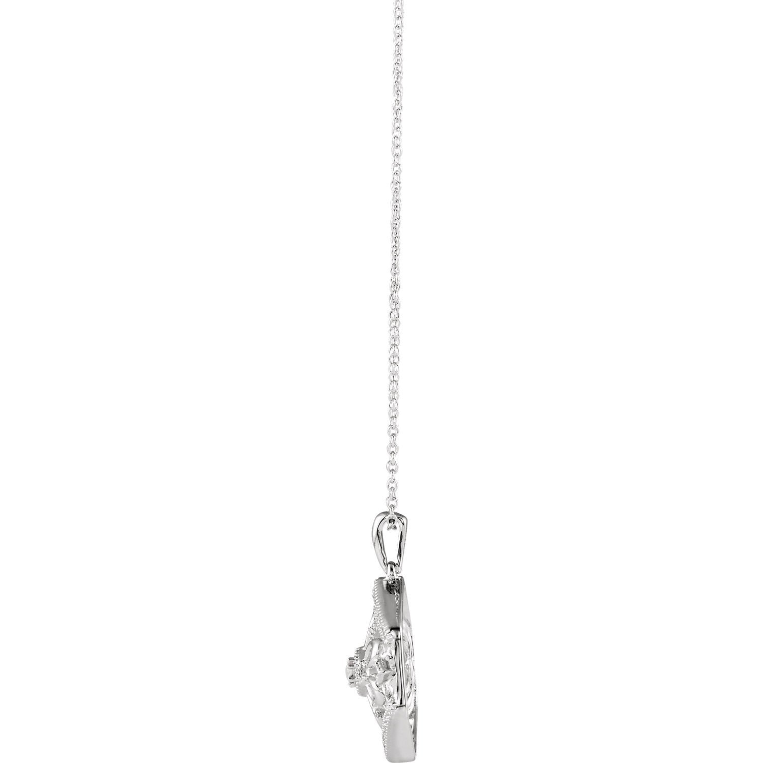 Sterling Silver 1/6 CTW Diamond Granulated Filigree Necklace