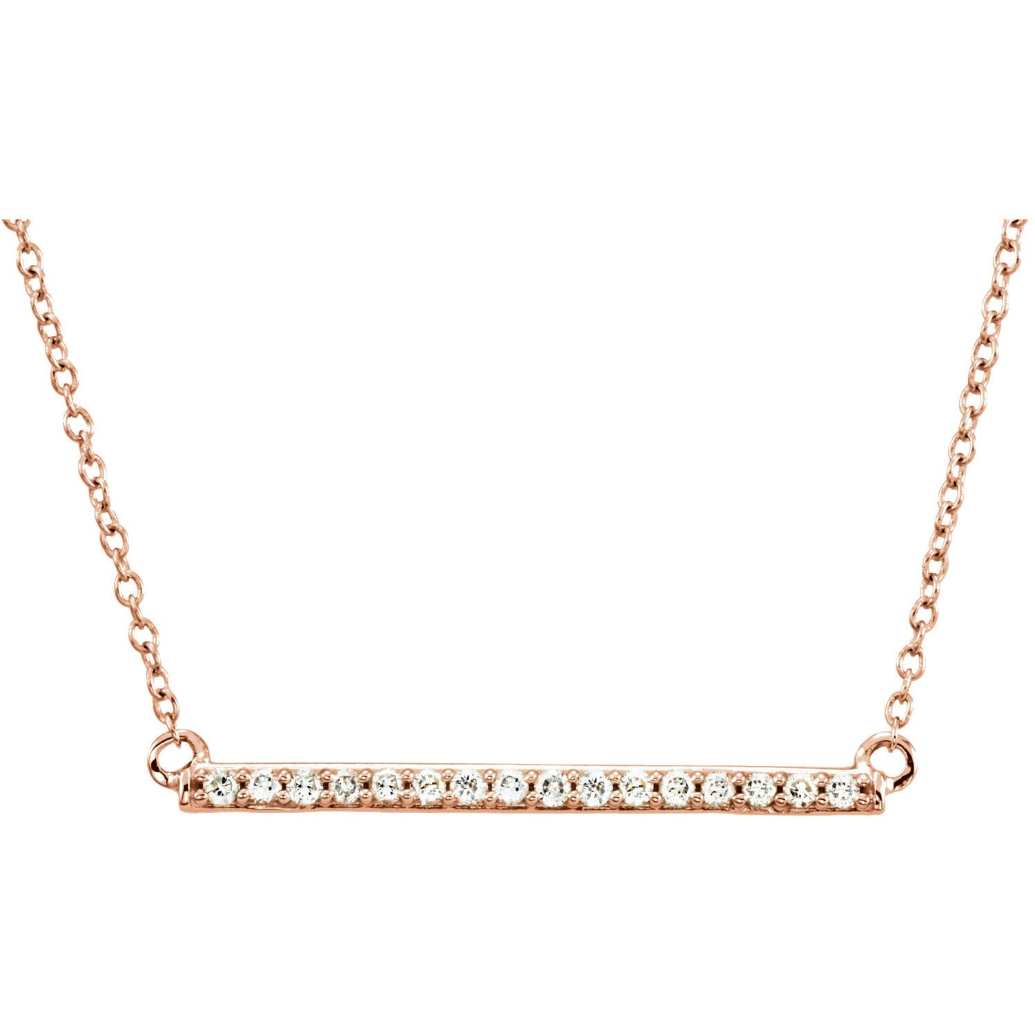 1/6 CTW Diamond Bar Necklace 16-18" - 14k Gold (Y, W or R)