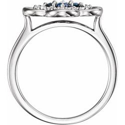 Blue Sapphire & 1/10 CTW Diamond Clover Ring - 14k Gold (Y, W or R), Platinum - wwdesignjewelers.com