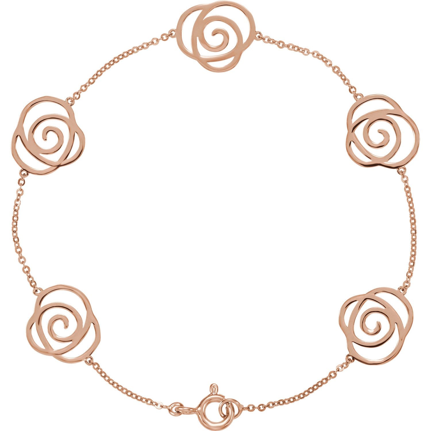 Rose Floral Chain Bracelet - 14k Rose Gold