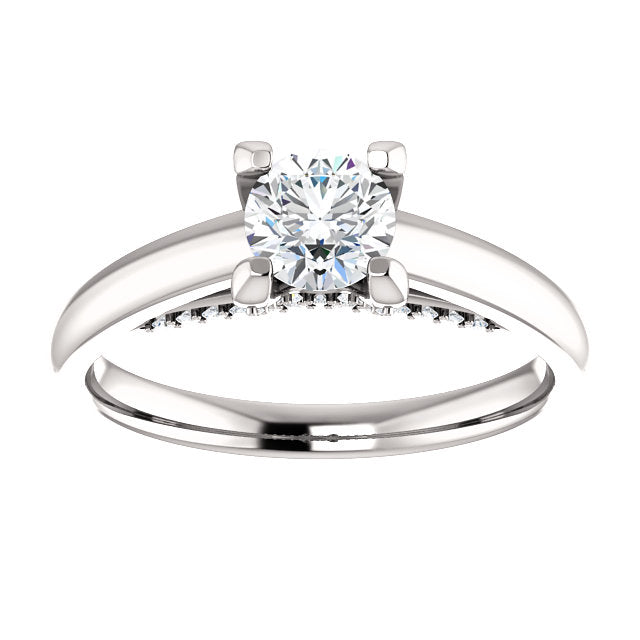 5.2 mm Round 0.6 CTW Diamond Engagement Ring - 14k White Gold or Platinum