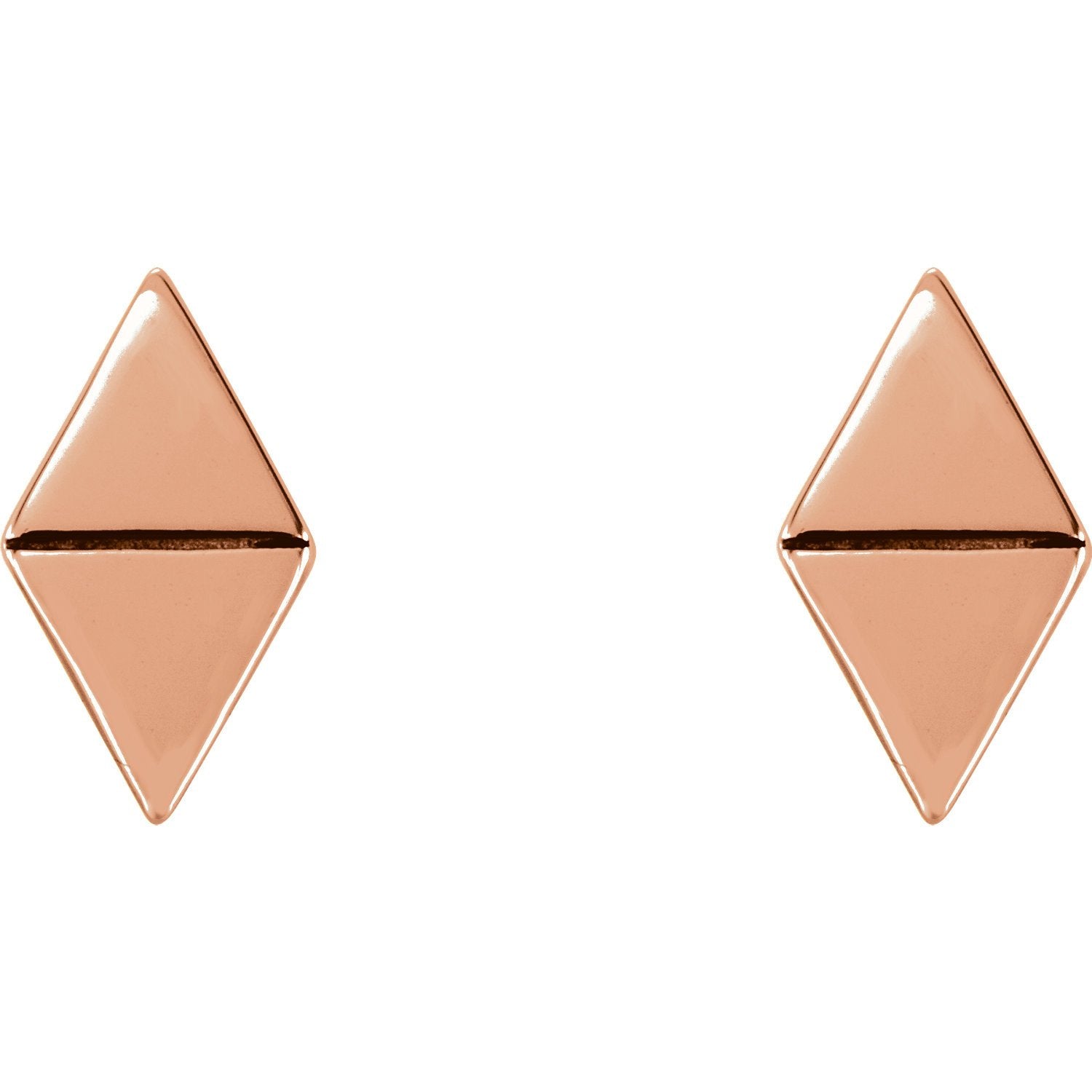 Diamond Shaped Geometric Earrings with Backs - 14K Gold (Y, W or R), Platinum, or Sterling Silver