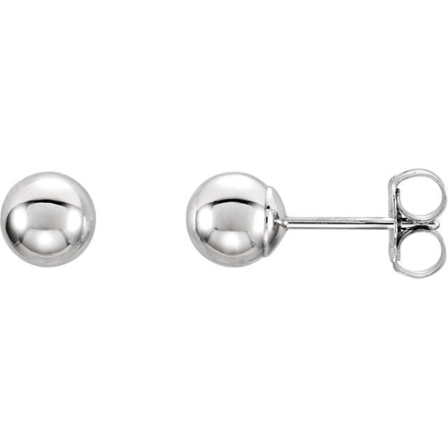 5mm Ball Earrings with Bright Finish - 14K Gold (Yellow or White)