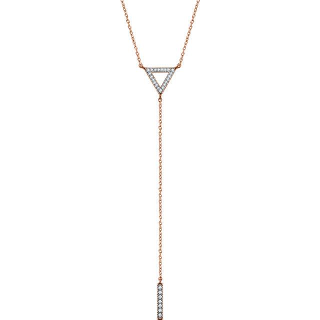 1/6 CTW Diamond Geometric Triangle & Bar Y Necklace 16-18" - 14k Gold (Y, W or R)