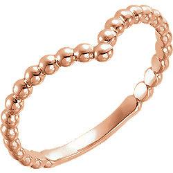 Beaded "V" Ring - Sterling Silver, 14k Gold (Y, W or R), Platinum