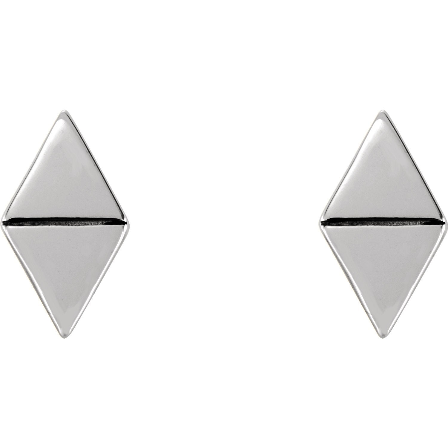 Diamond Shaped Geometric Earrings with Backs - 14K Gold (Y, W or R), Platinum, or Sterling Silver