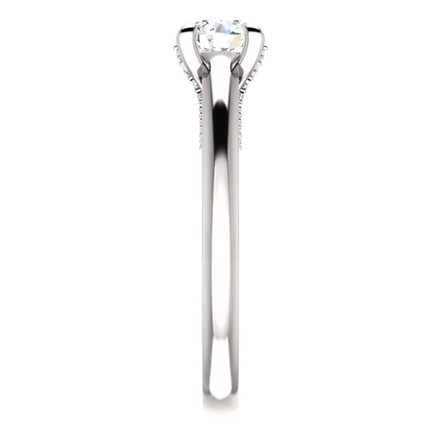 5.2 mm Round 0.6 CTW Diamond Engagement Ring - 14k White Gold or Platinum