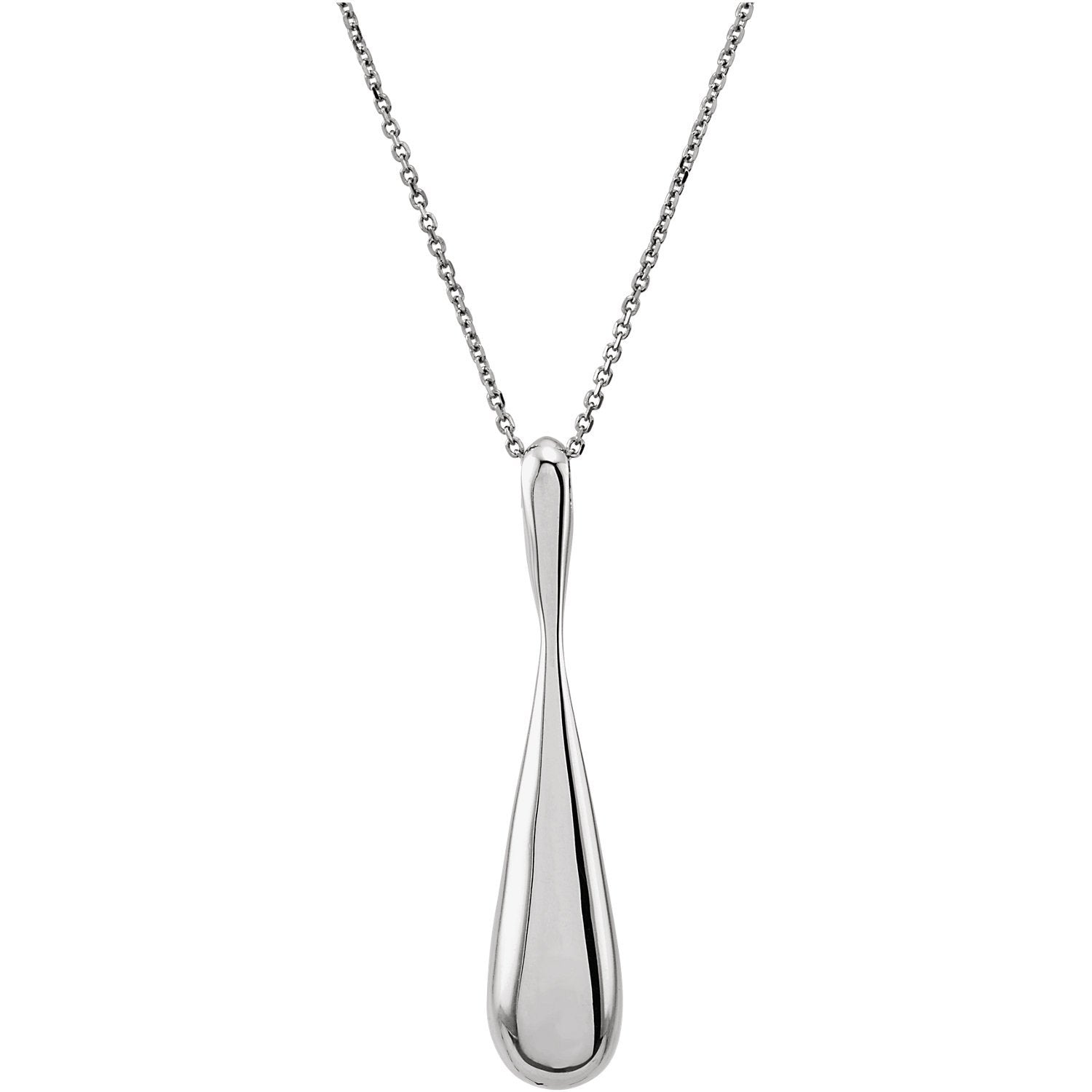Reversable Smooth and Patterned Teardrop 18" Necklace - 14k Gold (Y, W, or R)