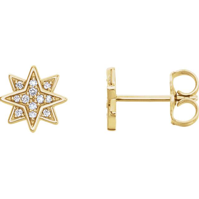 0.08 CTW Diamond Star Earrings - 14K Gold (Y, R OR W)