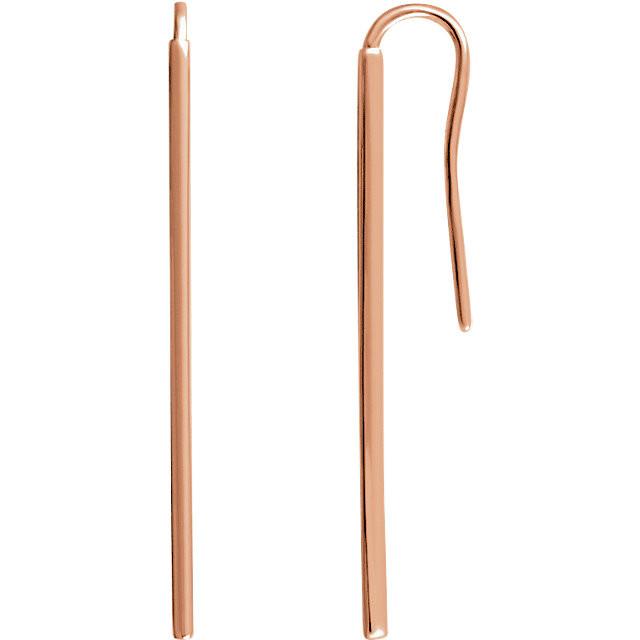 Long Vertical Bar Earrings - 14K Gold (Y, W or R), or Sterling Silver
