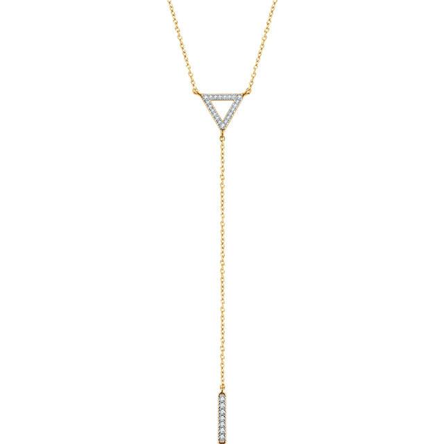 1/6 CTW Diamond Geometric Triangle & Bar Y Necklace 16-18" - 14k Gold (Y, W or R)