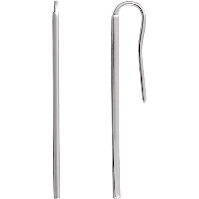 Long Vertical Bar Earrings - 14K Gold (Y, W or R), or Sterling Silver