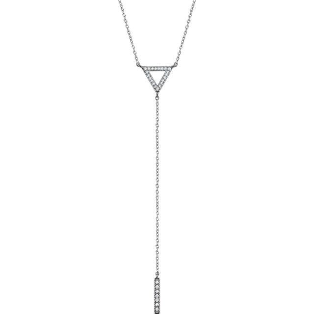 1/6 CTW Diamond Geometric Triangle & Bar Y Necklace 16-18" - 14k Gold (Y, W or R)