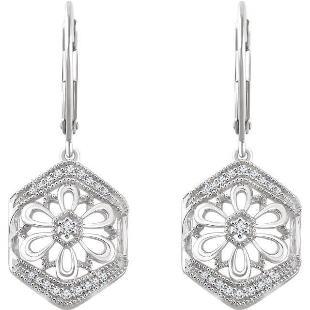 Sterling Silver 1/6 CTW Diamond Granulated Filigree Earrings