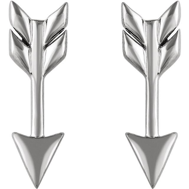 Arrow Earrings - 14K Gold (Y, W or R), or Sterling Silver