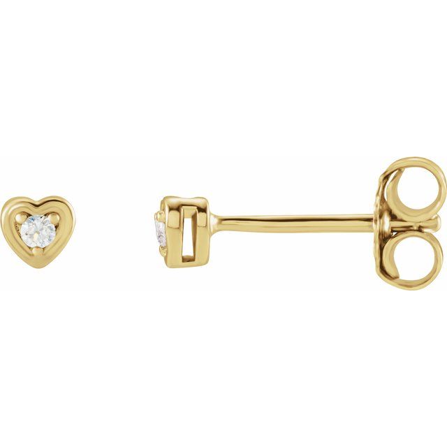 0.03 CTW Diamond TINY Heart Earrings - 14K Gold (Y, R or W)