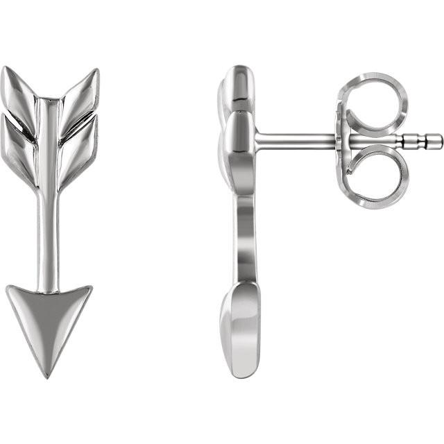Arrow Earrings - 14K Gold (Y, W or R), or Sterling Silver
