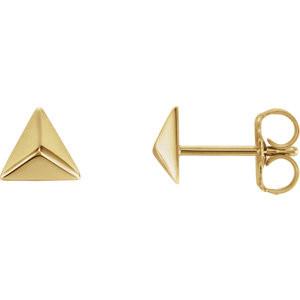 Pyramid Geometric Earrings with Backs - 14K Gold (Y, W or R), Platinum, or Sterling Silver