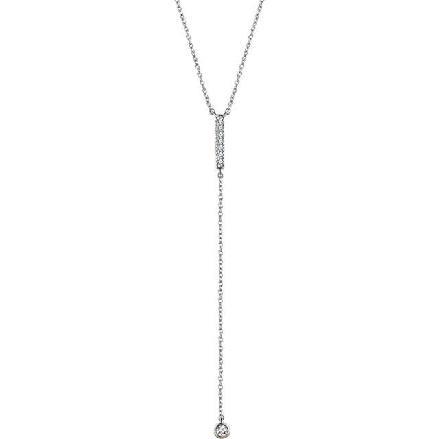 1/8 CTW Diamond Bar Y Necklace 16-18" - 14k Gold (Y, W or R)