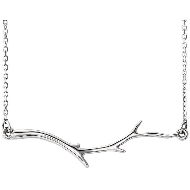 Branch Bar Necklace 16-18" - 14k Gold (Y, W or R), or Platinum, Sterling Silver
