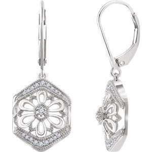 Sterling Silver 1/6 CTW Diamond Granulated Filigree Earrings