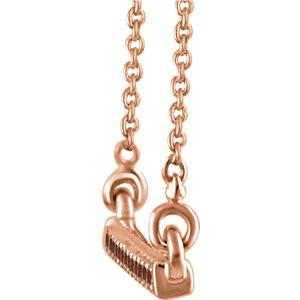 1/6 CTW Cognac Red Diamond Bar Necklace 16-18" - 14k Rose Gold