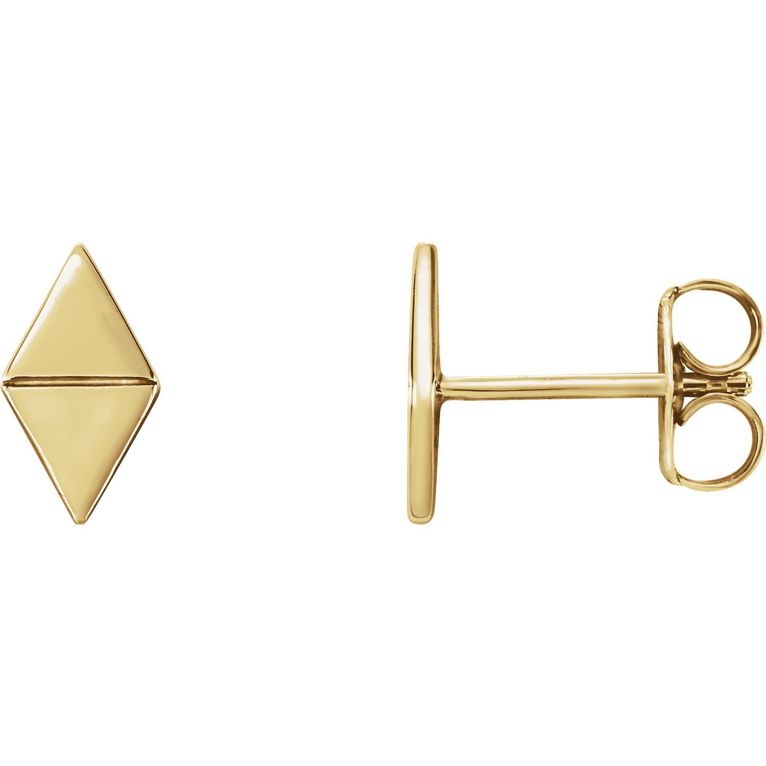 Diamond Shaped Geometric Earrings with Backs - 14K Gold (Y, W or R), Platinum, or Sterling Silver