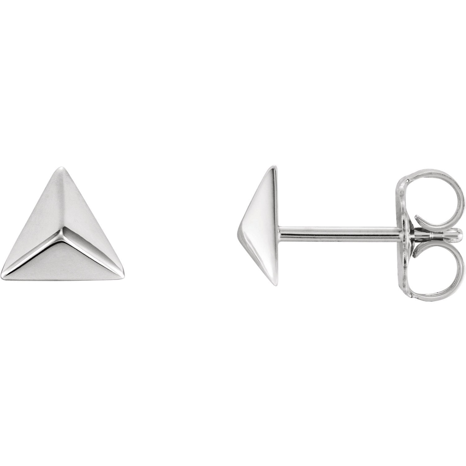 Pyramid Geometric Earrings with Backs - 14K Gold (Y, W or R), Platinum, or Sterling Silver