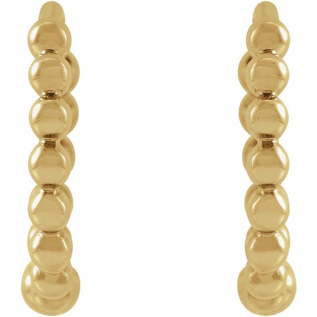 Beaded Huggie Earrings 11mm - 14k Gold (Y, R, W)