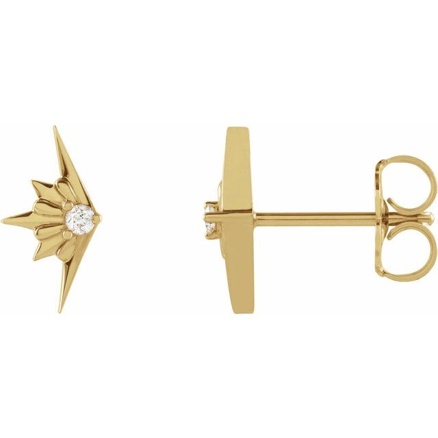 0.03 CTW Natural Diamond Star Starburst Earrings - 14K Gold (Y, R or W), Platinum, or Sterling Silver