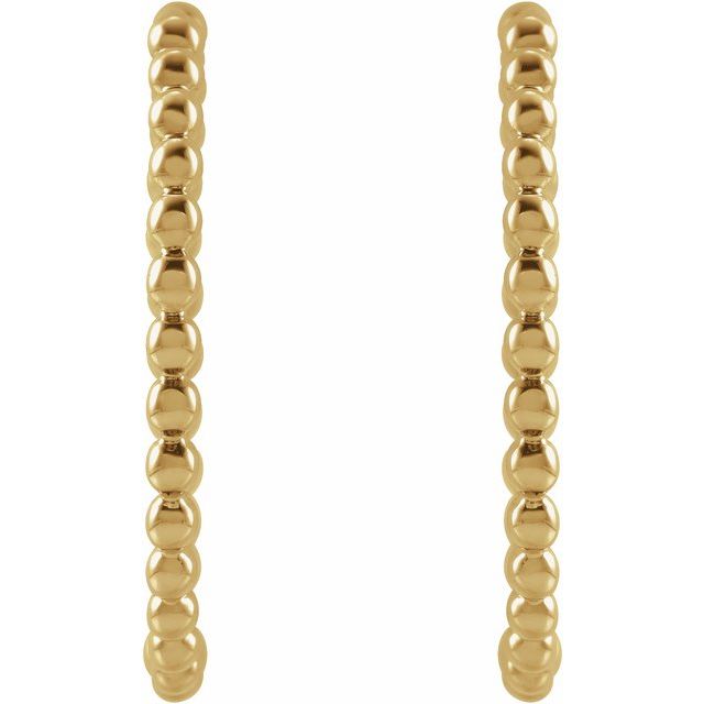 Beaded Huggie Hoop Earrings 20mm - 14k Gold (Y, R, W)