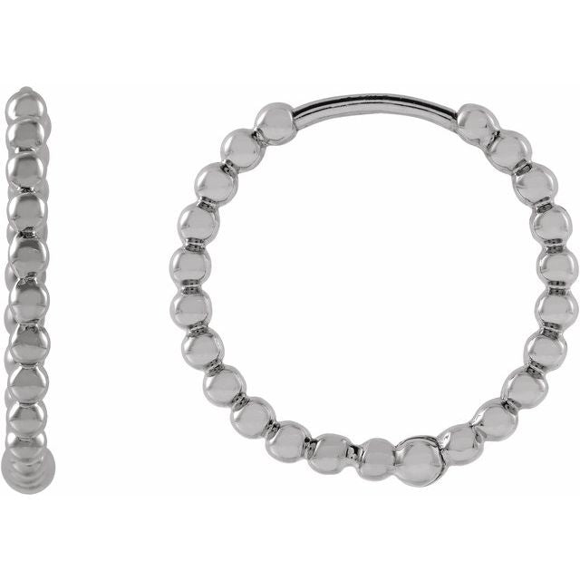 Copy of Beaded Huggie Earrings 15mm - 14k Gold (Y, R, W)