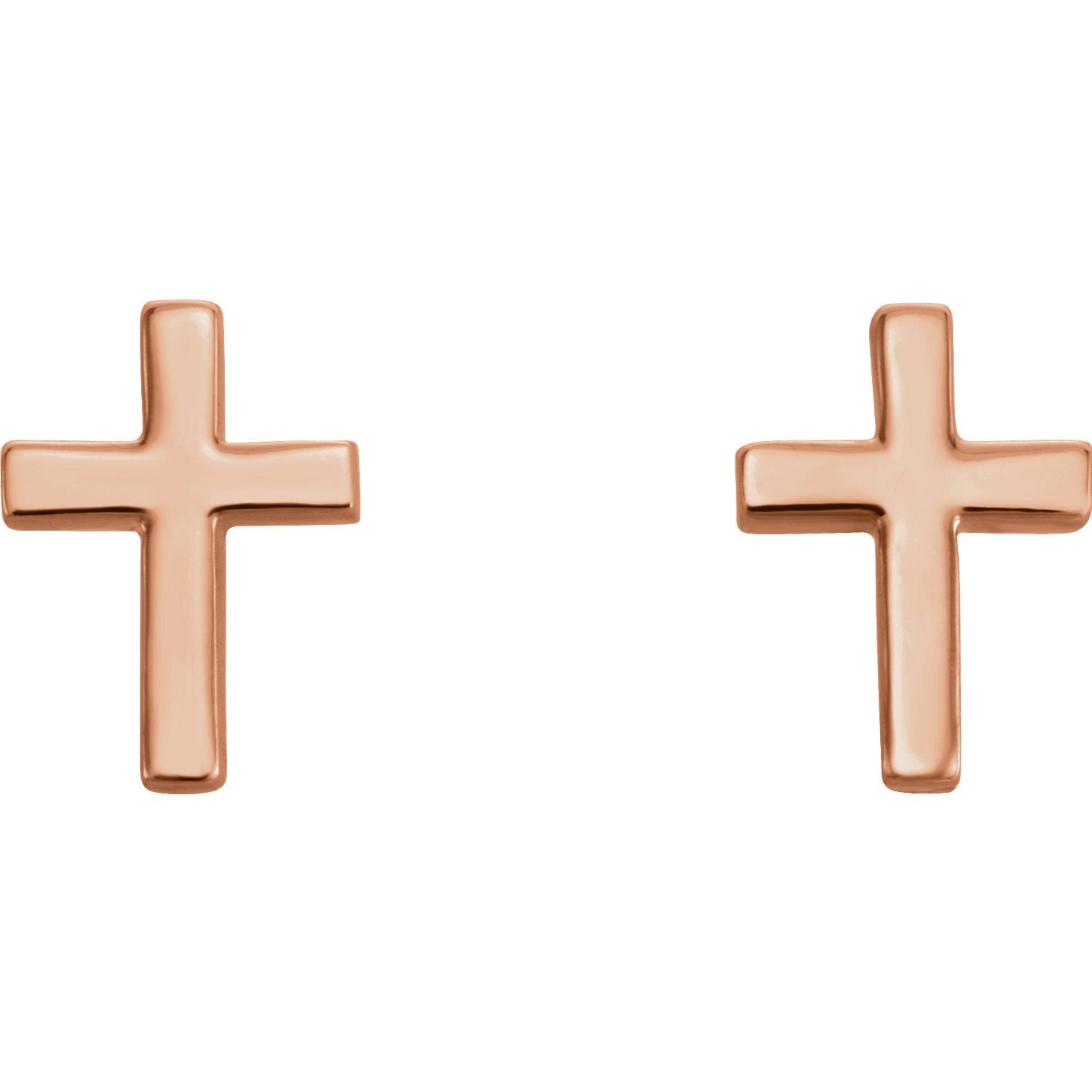 Small Cross Earrings - 14K Rose Gold
