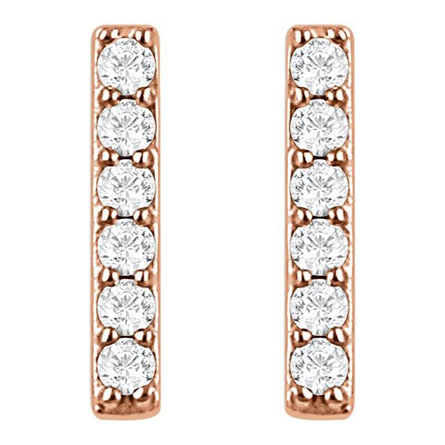 1/10 CTW Diamond Vertical Bar Earrings - 14K Rose Gold