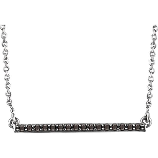 1/6 CTW Black Diamond Bar Necklace 16-18" - 14k White Gold