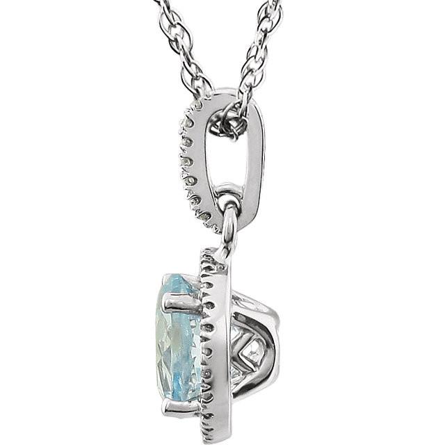 Sky Blue Topaz & 1/10 CTW Diamond Necklace 18" - 14k White gold